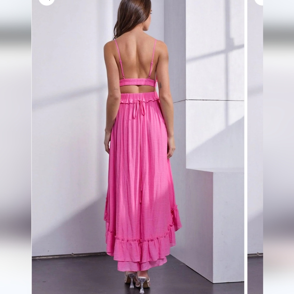 Ruffled open back cut out tiered flair dress - Picture 13 of 13